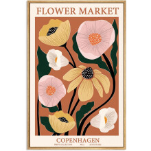 Affiche vintage botanique de marché aux fleurs 30 x 40 cm