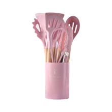 Tacar Uirlisí Cistine Silicone 12 phíosa le Láimhseálacha Adhmaid
