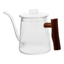 Szklany czajnik do parzenia kawy z drewnianą rączką, 480 ml