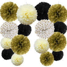 16 Stück gemischte Pompons aus Seidenpapier