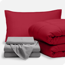 Bare Home 5-Piece Twin Bedding Set in Red and Light Grey
