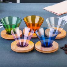 Mug filtre à café en verre avec base en bois