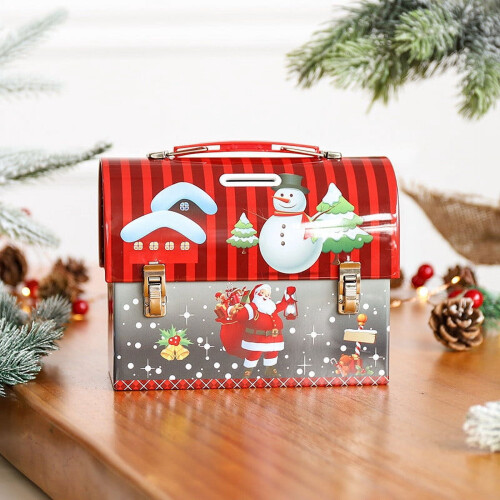Christmas gift tin box with handle, 1 piece