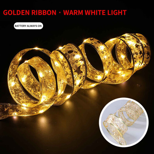 Luci a stringa LED in rame per interni, decorazione a stella a nastro, 10 m