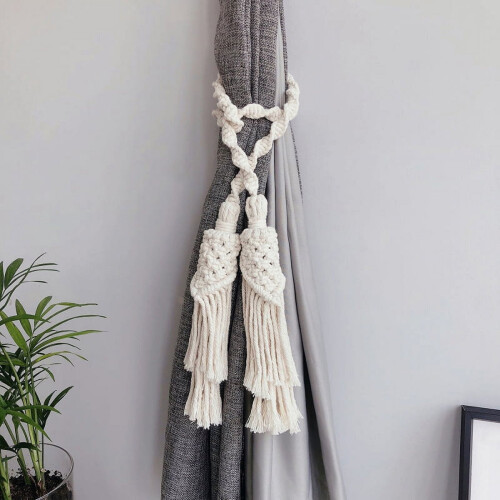 Embrasse de rideau bohème en macramé de coton