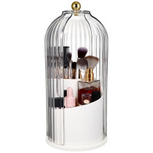 Boîte de rangement rotative pour pinceaux de maquillage avec couvercle transparent