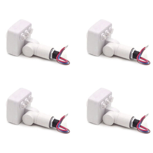 4x Hvid PIR-bevægelsessensor, 220V, justerbar