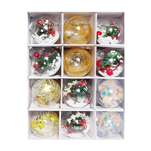 12pcs 6cm Clear Plastic Christmas Ball Ornaments