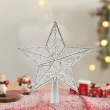 Étoile creuse incassable pour sapin de Noël argentée (1 pièce)