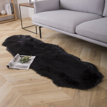 Faux Sheepskin Area Rug 2 x 6 ft Black