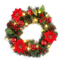 Manfitter pre-lit spruce wreath 16 inch with 15 LEDs