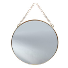 Golden Round Hanging Mirror Iron Frame 25x38cm