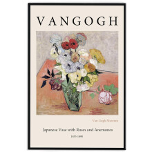 Van Gogh vászonkép japán váza rózsákkal 16x24 hüvelyk