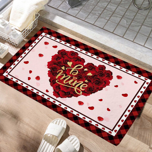 Valentine's Day kitchen rug non-slip absorbent heart design