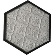 Glass Coasters Set of 2 with Brass Edge – Hexagonal Retro