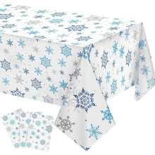 Blue white snowflake tablecloth plastic 1 pack