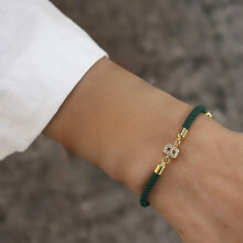 Initial letter charm bracelet for women with pave zirconia,