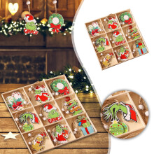 Christmas Wooden Hanging Doll Decorations Black 18pcs