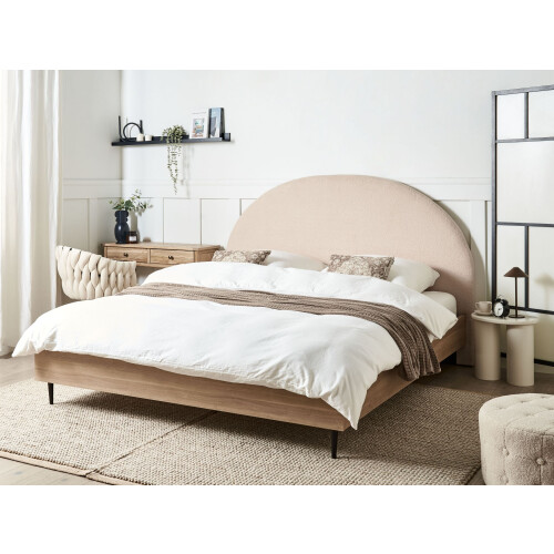 Beliani Bed Boucle MILLAY 180 x 200 cm (Super King) Beige 1