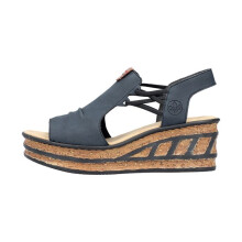 Sandali con zeppa - RIEKER - Nabukino - Blu - Punta aperta - Chiusura elastica - Comfort