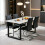 AINPECCA 4 Dining Chairs PU Grey and Table Set Kitchen 1