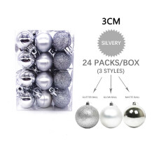 Ensemble de 24 pendentifs boules de Noël incassables de 30 mm
