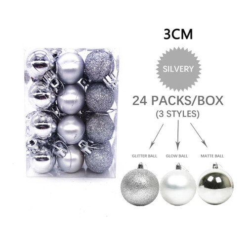 Ensemble de 24 pendentifs boules de Noël incassables de 30 mm