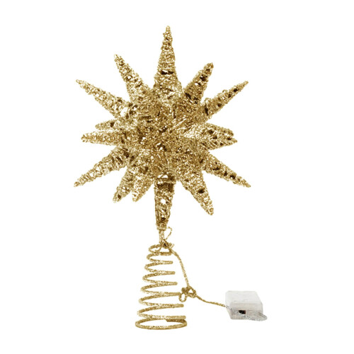 Étoile à cinq branches en fer forgé avec lumière pour sapin de Noël
