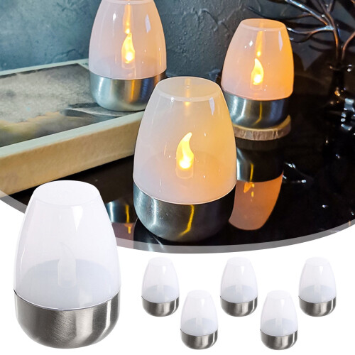 Solární svíčky, 6 kusů, bílé bezplamenné LED s blikáním