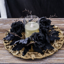 Couronne artificielle de roses et de feuilles d'érable 12 pouces