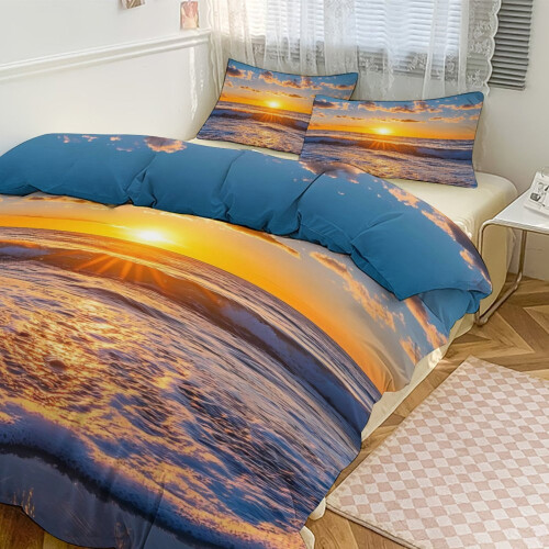 Ensemble de housse de couette en microfibre avec fermeture éclair 3 pièces