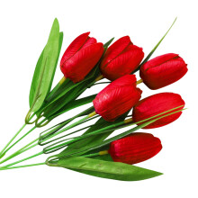 Décoration de tulipe artificielle monochrome à 6 têtes (1 pièce)