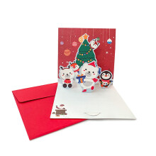 Cartes de vœux de Noël 3D – Bonhomme de neige, Père Noël, Renne,