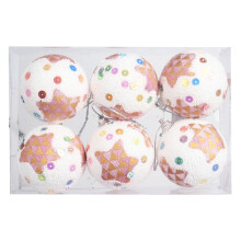Boules de Noël décoratives en plastique 6 cm, lot de 6