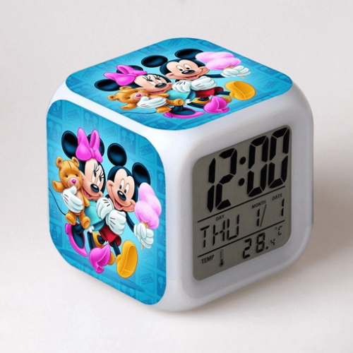 LED-Wecker mit Mickey-Mouse-Motiv, 3,1"-Würfel