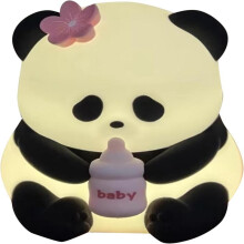 Niedliches Silikon-Panda-Blumen-Nachtlicht für Kinder, LED-Nachtlampe mit sanftem Licht fürs Babyzimmer und augenschonend