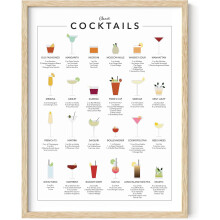 Grafika ścienna z menu barowym – beżowa, 12x16 cali