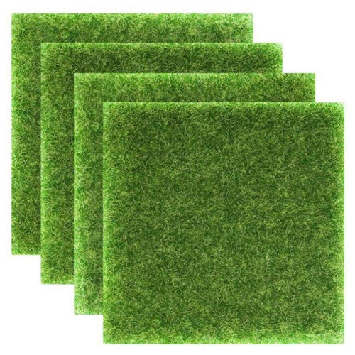 4 τεμάχια χαλάκια τεχνητού γρασιδιού 15x15cm πράσινο πλαστικό χλοοτάπητα