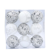 Boules de Noël creuses peintes, 6 cm, 9 pièces