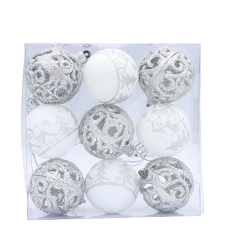 Boules de Noël creuses peintes, 6 cm, 9 pièces