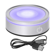 Socle tactile LED argenté pour cadre photo 3D en cristal