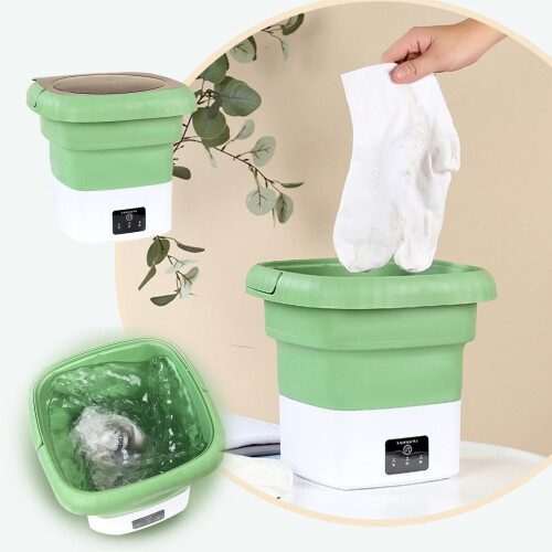 Mini machine à laver portable et pliable verte 9L