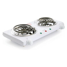 Plaque de cuisson électrique double 1500 W blanche