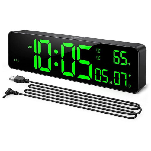 Digital Wall Clock with Time, Date & Temperature