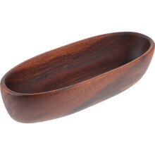 Plateau de service en bois d'acacia en forme de bateau 22 x 8,5 cm