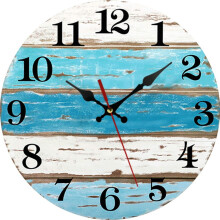 Beach Blue Wall Clock Silent Battery Operated