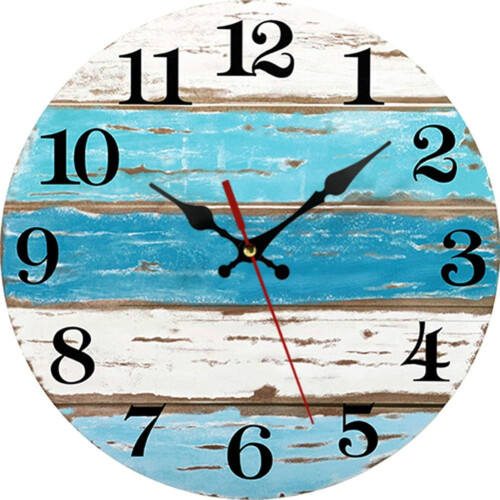 Beach Blue Wall Clock Silent Battery Operated