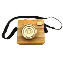 Spieluhr-Ornament in Retro-Kameraform, 1 Stück, Holzfarbe