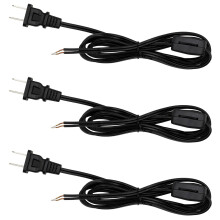 Cordon d'alimentation pour lampe avec interrupteur rotatif et fiche polarisée (3 pièces)