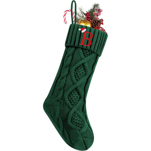 Personalized Knit Christmas Stocking with Initial, 18 inch